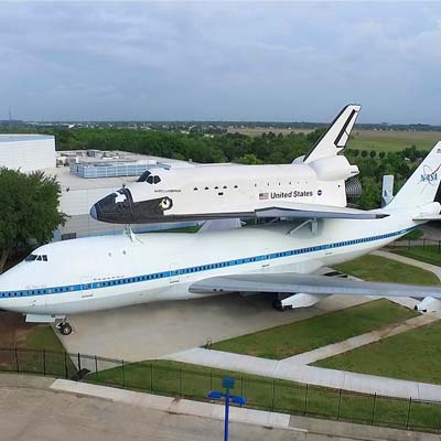 Space Center Houston’s newest exhibit features the first shuttle carrier aircraft, NASA 905, and the high-fidelity shuttle replica Independence.