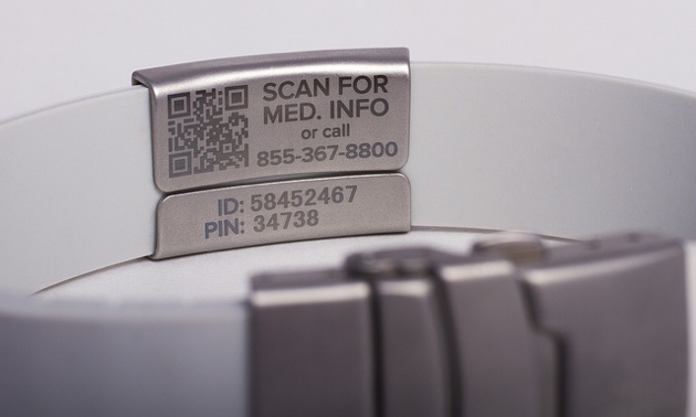 A photo of a MYID band. 