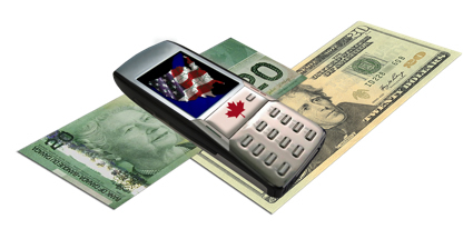 An image that depicts using a Canadian cell phone in the United States.
