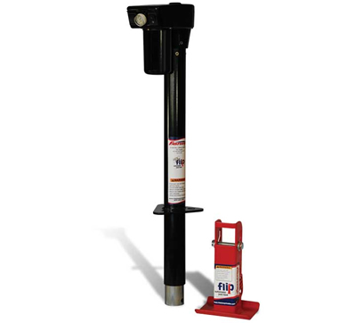 Photo of a red jack foot and a black jack extender.