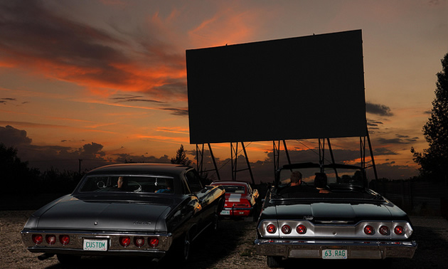 Cars at a drive-in theatre