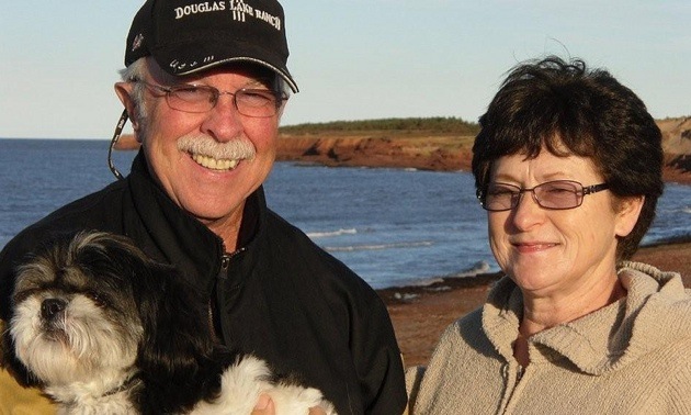 Ken and Brenda Williams with their dog Digby.