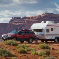 Kit Frost's rig, a Sunline Saturn at Valley of Gods, a Bureau of Land Management area in southeast Utah.