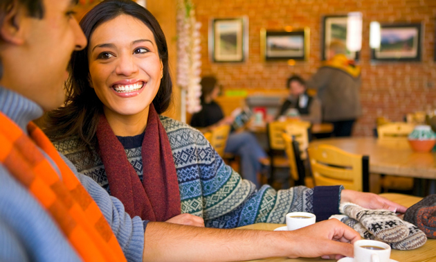 people having coffee at a cafe