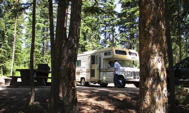 A shady spot at Lac Le Jeune Provincial Park campground.