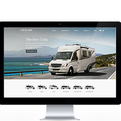 Graphic of Leisure Van's new website. 