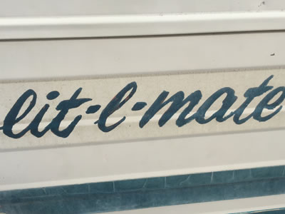 Close-up picture of Lit-L-Mate trailer logo. 