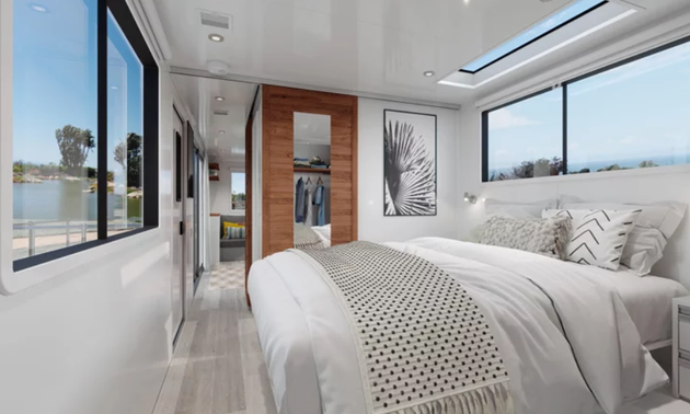 interior of luxury RV bedroom
