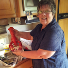 Woman with a large lobster