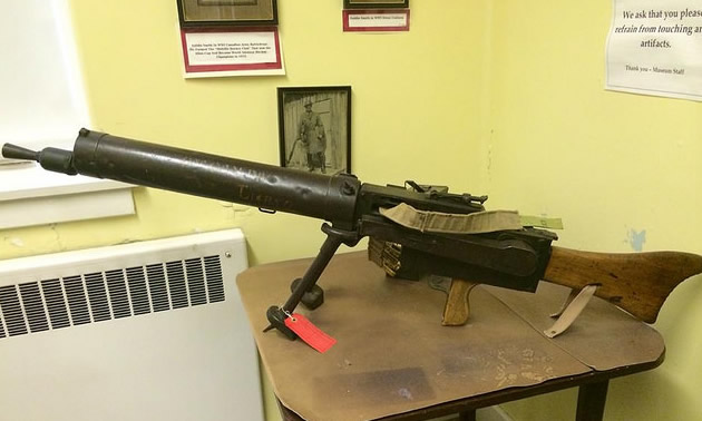 A light machine gun is on display at the museum.