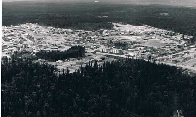 This photograph is an aerial perspective of Mackenzie during 1972.