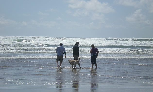 people on the beach in manzanita, oregon