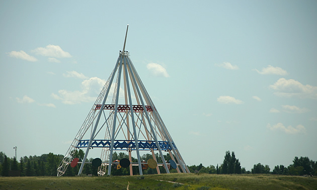 large metal teepee