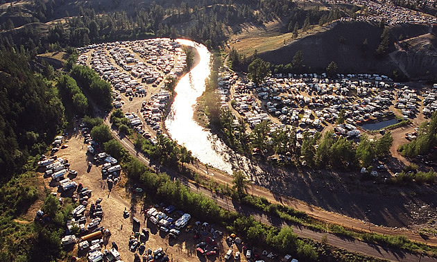 people parked in front of the music festival in Merritt, BC