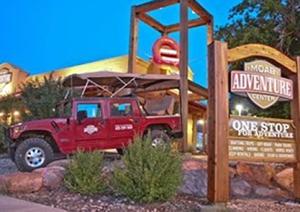 The Moab Adventure Centre sign. 