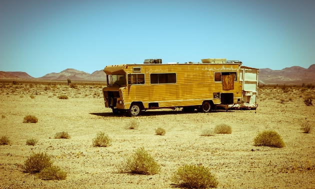 old RV in a desert