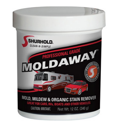 A photo of a 12oz jar of Moldaway.