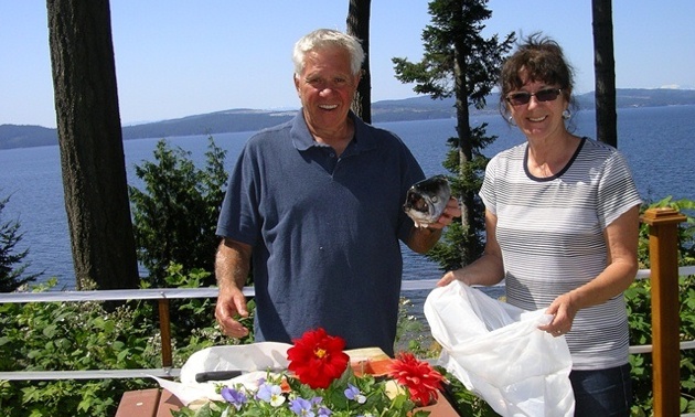 Monique Roadknight's neighbours show off their catch of the day at Garnet Rock, Powell River. 