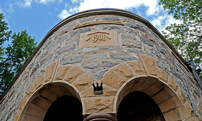 heritage building with arch in Morden, Manitoba