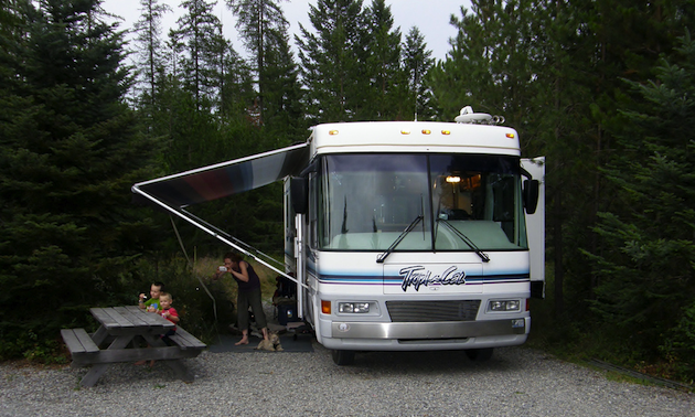 motorhome in a campsite