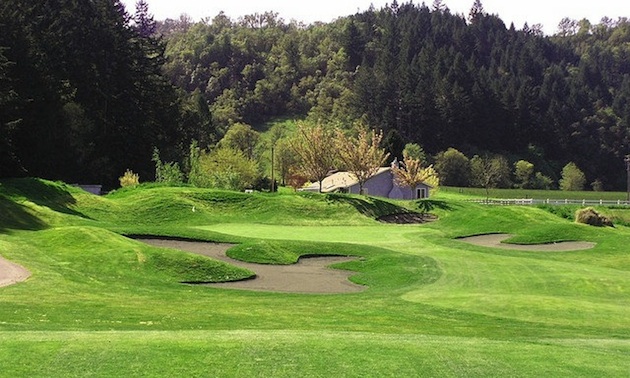 Hole 2 at Myrtle Creek Golf Course.