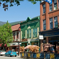 A summer street view of downtown Nelson, B.C.