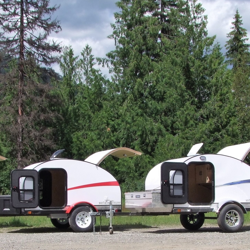 Teardrop trailers lined up