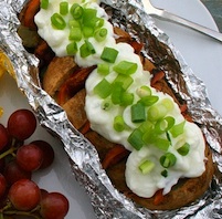 Photo of a Baked potato tin foil packet.