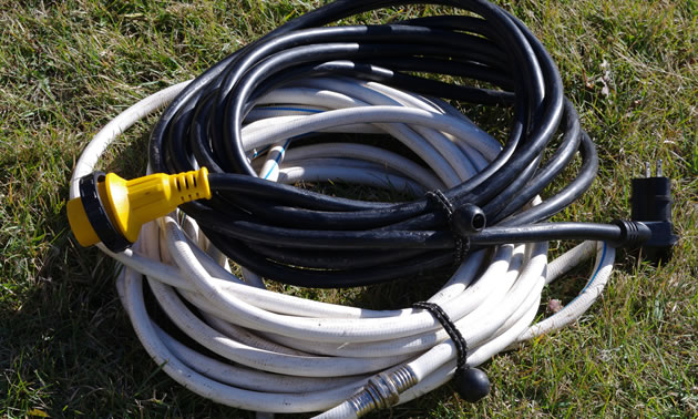 Pigtail closures are wrapped around hoses and cords for easy storage.