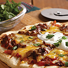 pizza on a cutting board