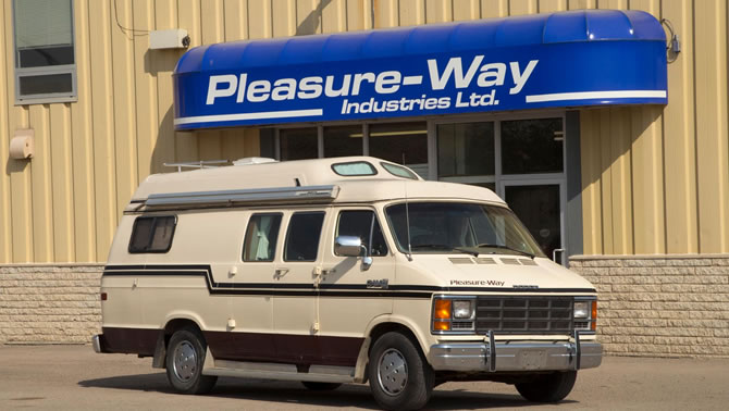 The second unit Pleasure Way ever built, parked in front of the company office. 