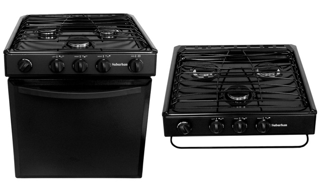 Photo of Suburban oven and 3-burner range. 