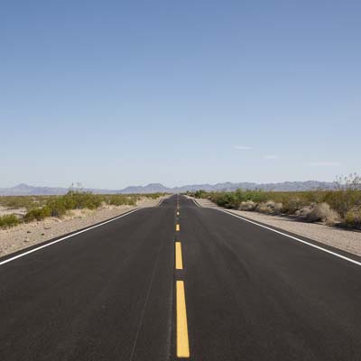 A picture of an open road. 