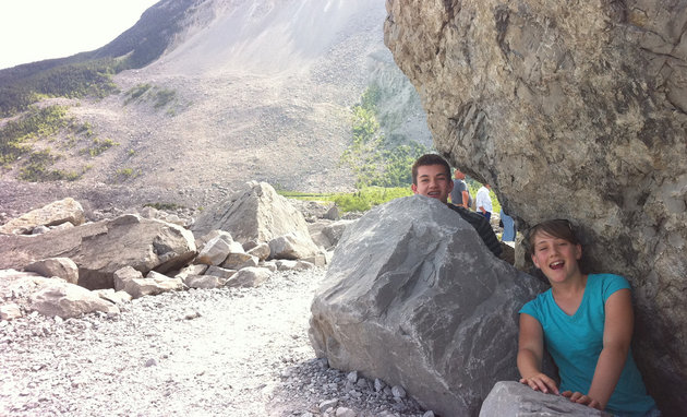 kids at Frank Slide ALberta