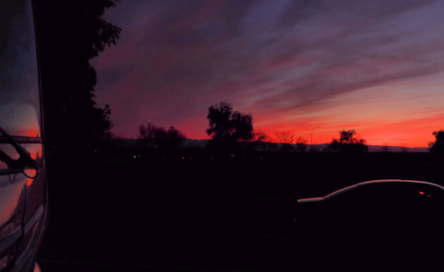 RVers stopped to take in a beautiful southern California sunset.