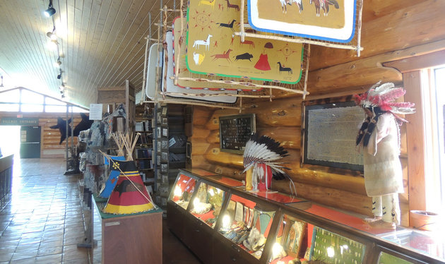 A display of Native American artifacts. Photo courtesy Kootenai Brown Pioneer Village.