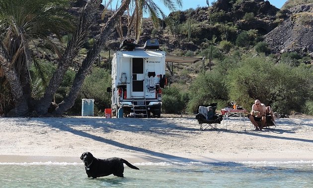 Camping on the beach in Baja