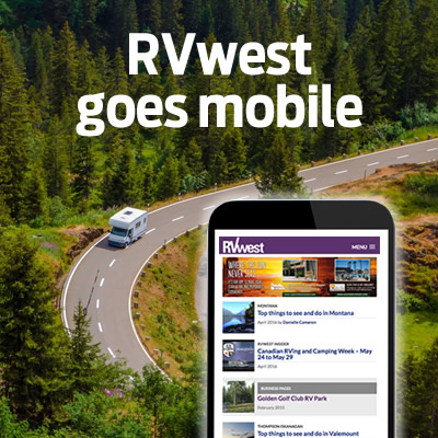 Image of RVWest website on a smartphone. 