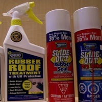 Two bottles of rubber roof cleaner and two bottles of slide out seal.