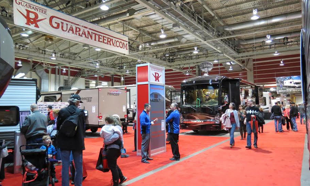 Visitors are walking the floor at the RVDA show in Calgary, Alberta.