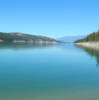 A tranquil Koocanusa lake.  Sue Gillard photo