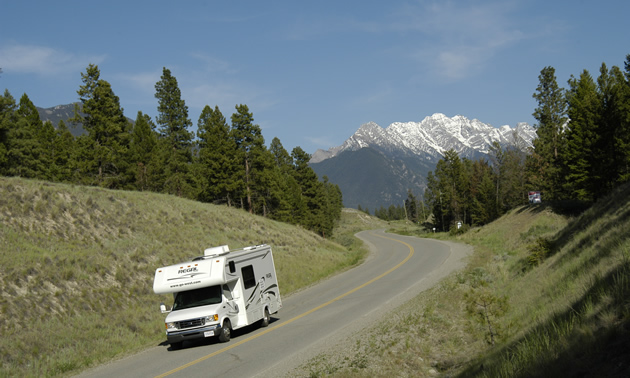 RV travelling on the road