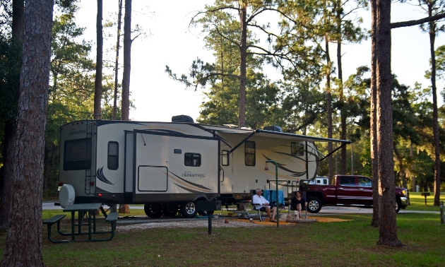 RV in the forest