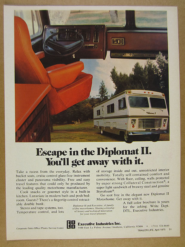 Vintage ad for Diplomat motorhome. 