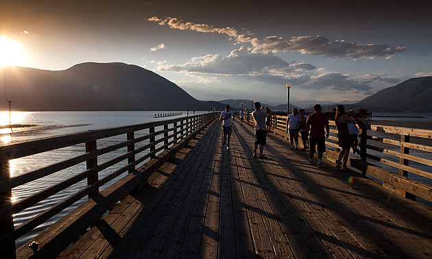 people on a wharf in Salmon Arm, BC