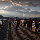 people on a wharf in Salmon Arm, BC