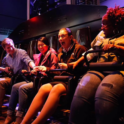 Group of people in the San Francisco Dungeon attraction. 