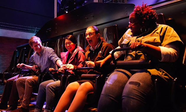 Group of people in the San Francisco Dungeon attraction.
