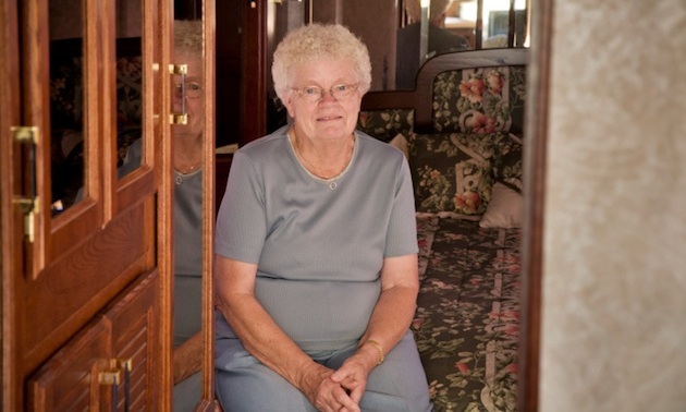 senior woman in a motorhome