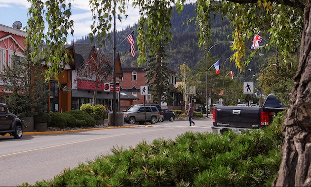 A downtown street scene of Smithers, B.C.